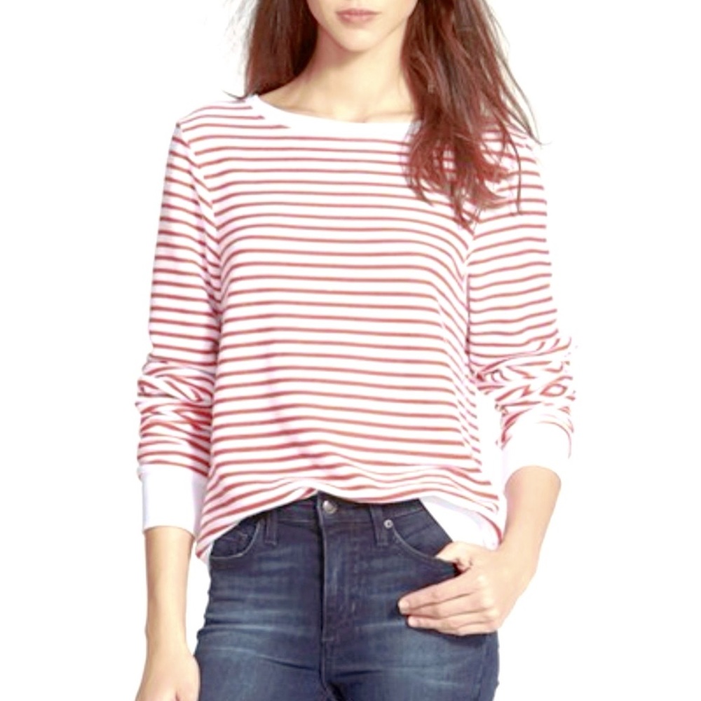 Wildfox wine striped baggy beach sweatshirt. Size L.
